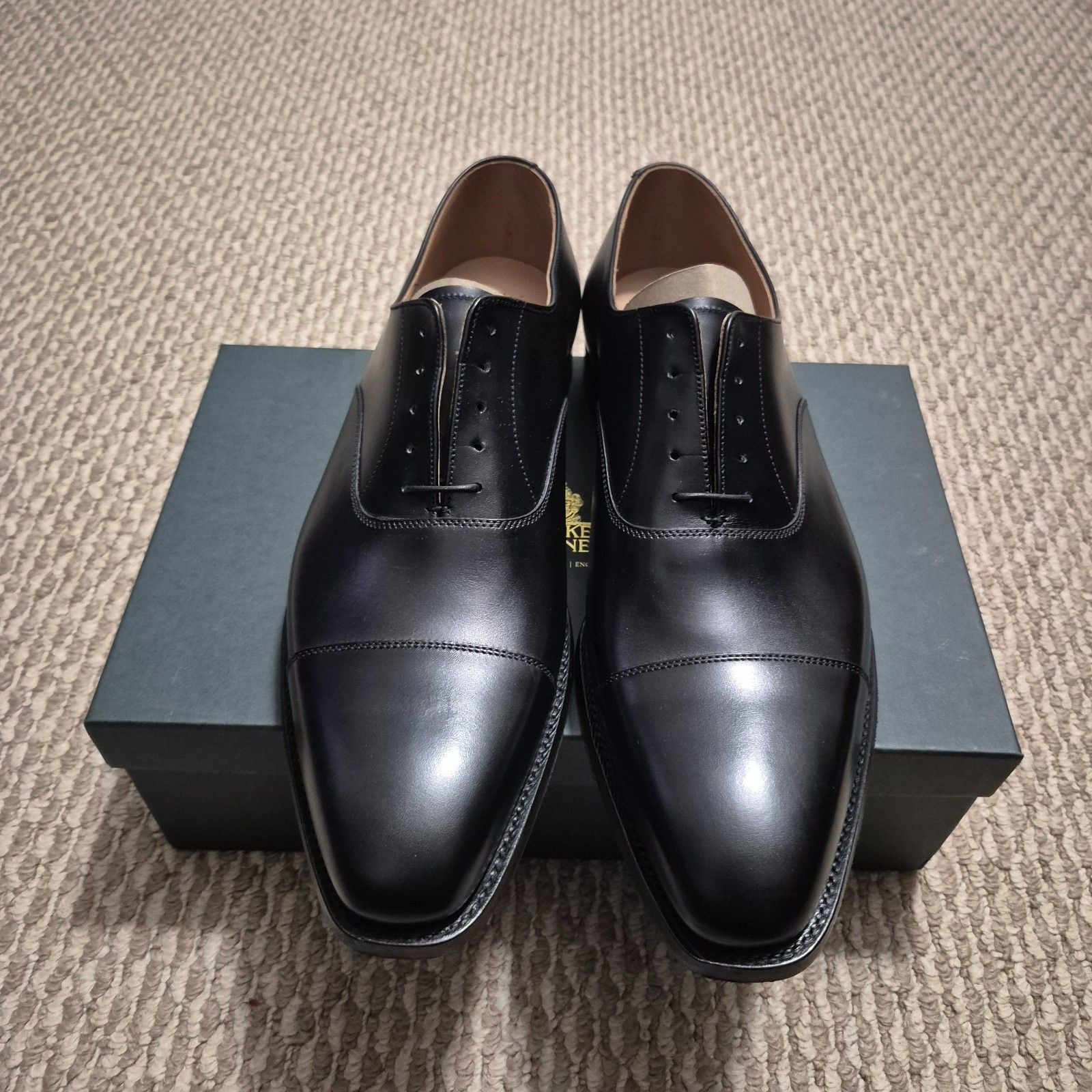Crockett & Jones Hallam Black Leather Cap Toe Oxford Dress Shoes Uk 11 E Us 12 — image 3 of 8